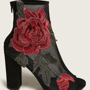 F21 • floral embroidered peeptoe bootie